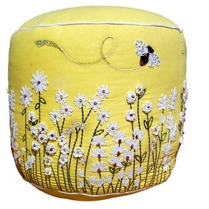 Swarovski Accented Embroidered Ottoman